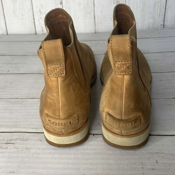 Sorel Harlow Waterproof Distressed Leather Butterscotch Chelsea Ankle Booties - Picture 4 of 10